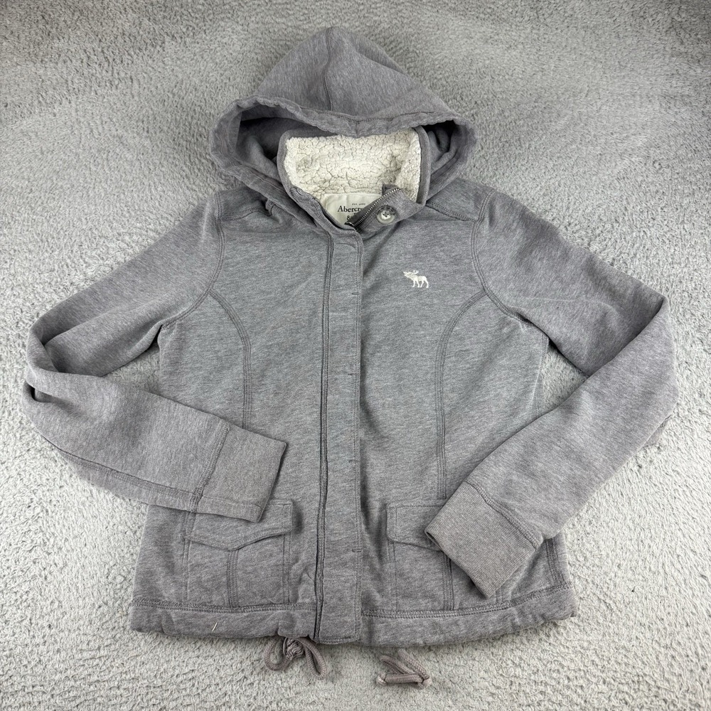 Vintage Y2K Abercrombie & Fitch Hoodie Jacket Button Up Sherpa Lined Size Large